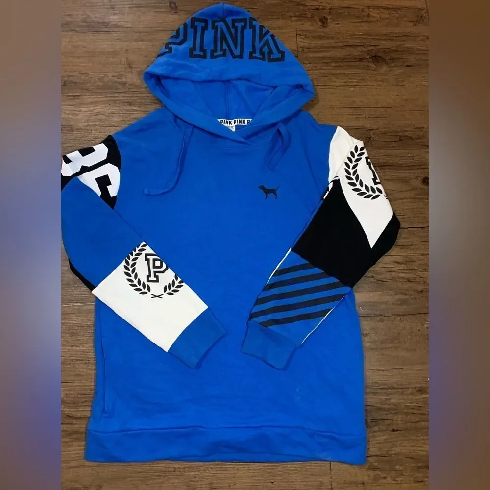 Victoria’s Secret Pink campus crossover 86 Logo Hoodie Royal Blue Medium